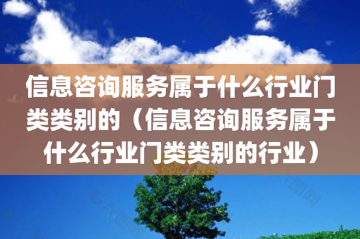 信息咨询服务属于什么行业门类类别的（信息咨询服务属于什么行业门类类别的行业）