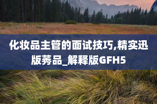 化妆品主管的面试技巧,精实迅版莠品_解释版GFH5