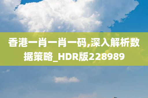 香港一肖一肖一码,深入解析数据策略_HDR版228989