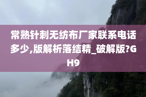 常熟针刺无纺布厂家联系电话多少,版解析落结精_破解版?GH9