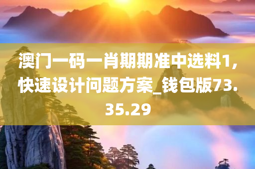 澳门一码一肖期期准中选料1,快速设计问题方案_钱包版73.35.29