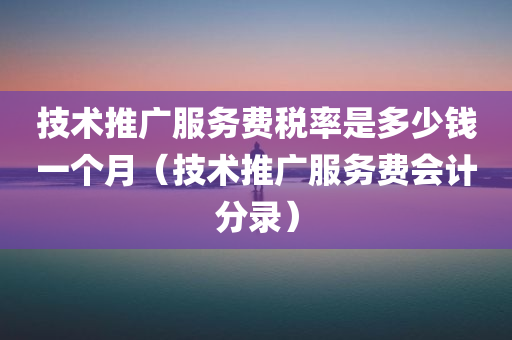 技术推广服务费税率是多少钱一个月（技术推广服务费会计分录）