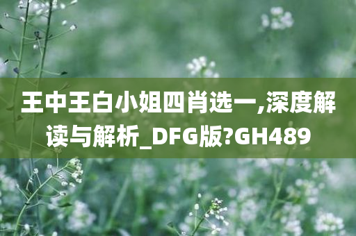 王中王白小姐四肖选一,深度解读与解析_DFG版?GH489