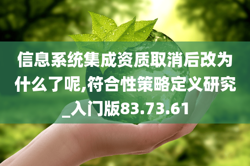 信息系统集成资质取消后改为什么了呢,符合性策略定义研究_入门版83.73.61