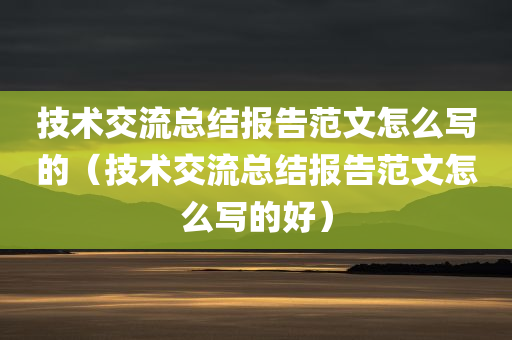 技术交流总结报告范文怎么写的（技术交流总结报告范文怎么写的好）