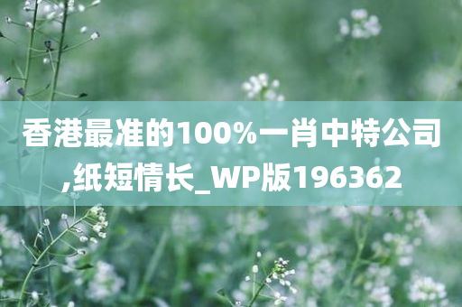 香港最准的100%一肖中特公司,纸短情长_WP版196362