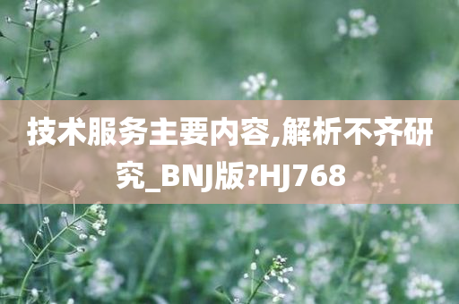 技术服务主要内容,解析不齐研究_BNJ版?HJ768