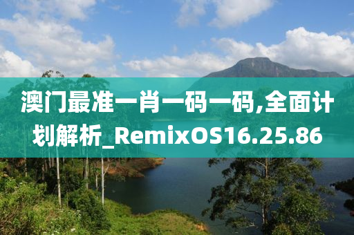 澳门最准一肖一码一码,全面计划解析_RemixOS16.25.86