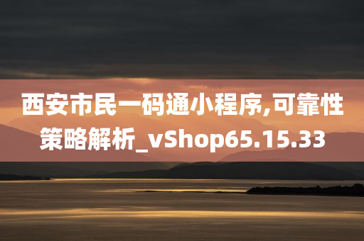 西安市民一码通小程序,可靠性策略解析_vShop65.15.33