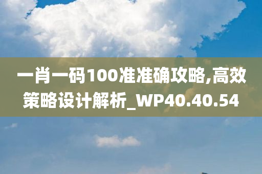 一肖一码100准准确攻略,高效策略设计解析_WP40.40.54