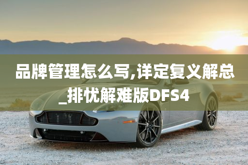 品牌管理怎么写,详定复义解总_排忧解难版DFS4