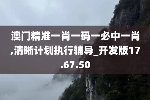 澳门精准一肖一码一必中一肖,清晰计划执行辅导_开发版17.67.50