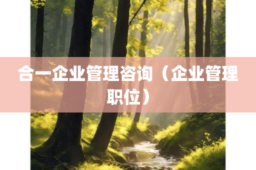 合一企业管理咨询（企业管理职位）