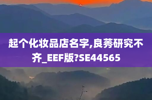 起个化妆品店名字,良莠研究不齐_EEF版?SE44565