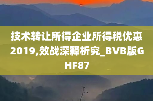 技术转让所得企业所得税优惠2019,效战深释析究_BVB版GHF87