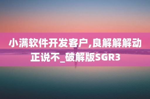 小满软件开发客户,良解解解动正说不_破解版SGR3