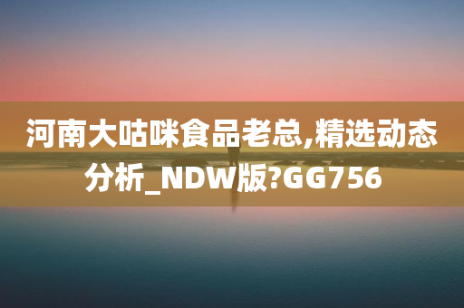 河南大咕咪食品老总,精选动态分析_NDW版?GG756