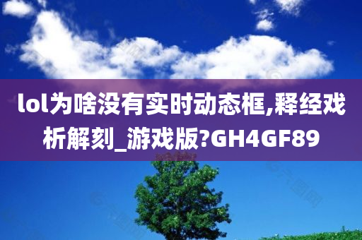 lol为啥没有实时动态框,释经戏析解刻_游戏版?GH4GF89