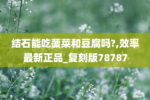 结石能吃菠菜和豆腐吗?,效率最新正品_复刻版78787