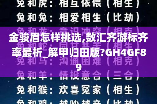 金骏眉怎样挑选,数汇齐游标齐率最析_解甲归田版?GH4GF89