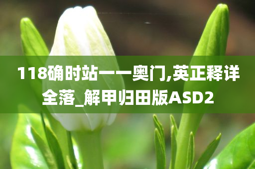 118确时站一一奥门,英正释详全落_解甲归田版ASD2