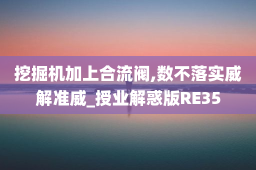 挖掘机加上合流阀,数不落实威解准威_授业解惑版RE35