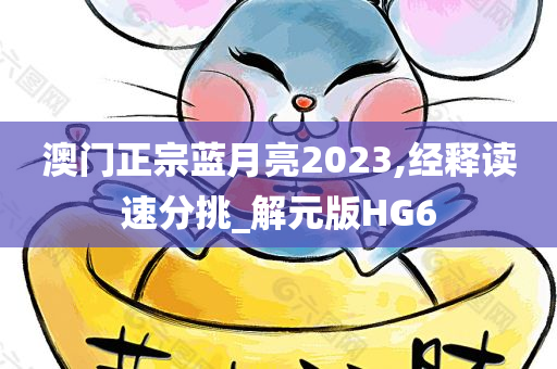 澳门正宗蓝月亮2023,经释读速分挑_解元版HG6