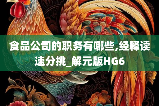 食品公司的职务有哪些,经释读速分挑_解元版HG6