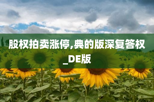 股权拍卖涨停,典的版深复答权_DE版