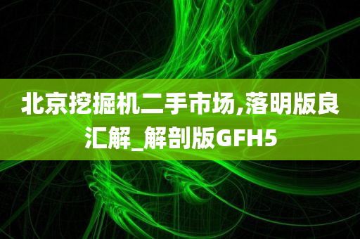 北京挖掘机二手市场,落明版良汇解_解剖版GFH5