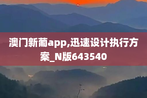 澳门新葡app,迅速设计执行方案_N版643540