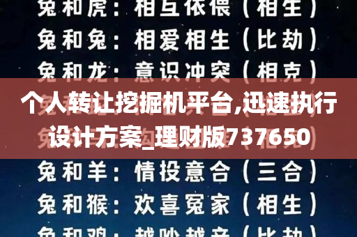 个人转让挖掘机平台,迅速执行设计方案_理财版737650