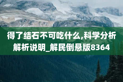 得了结石不可吃什么,科学分析解析说明_解民倒悬版8364