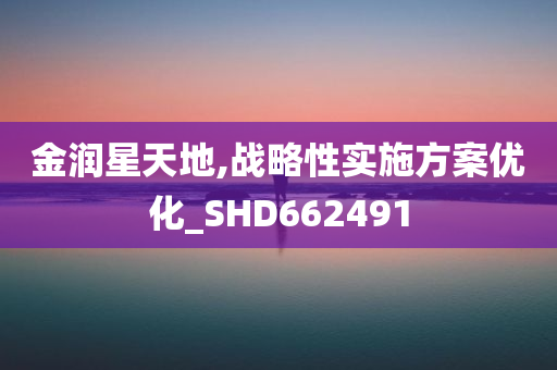 金润星天地,战略性实施方案优化_SHD662491