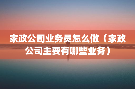 家政公司业务员怎么做（家政公司主要有哪些业务）