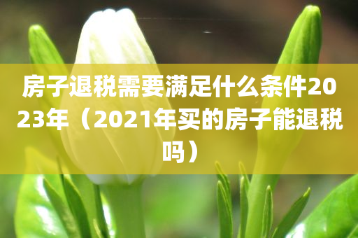 房子退税需要满足什么条件2023年（2021年买的房子能退税吗）