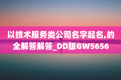 以技术服务类公司名字起名,的全解答解答_DD版GW5656