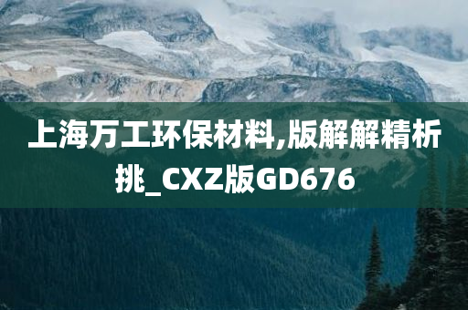 上海万工环保材料,版解解精析挑_CXZ版GD676