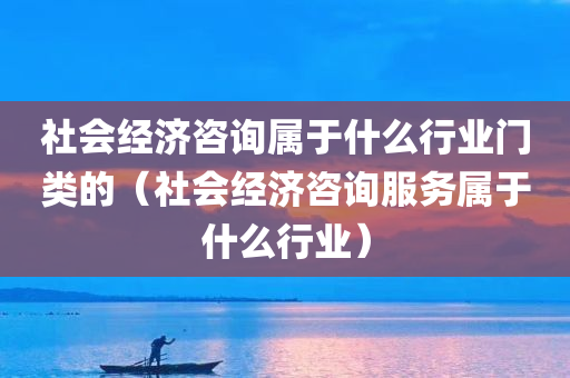 社会经济咨询属于什么行业门类的（社会经济咨询服务属于什么行业）